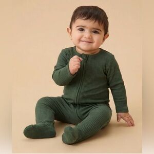 Mori Green Ribbed Footie